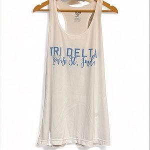 NEW Tri Delta Loves St Jude Racerback White And Blue Tank Top Plus Size 2XL